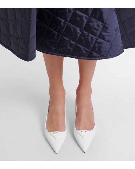 Prada White Slingback-Pumps Aus Leder