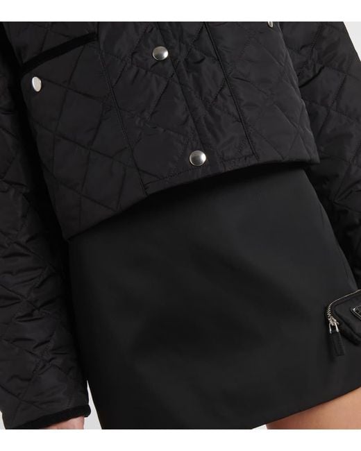 Veste Crop À Logo Prada en coloris Black