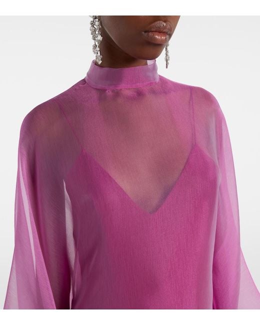 Taller Marmo Purple Sphinx Semi-Sheer Organza Gown