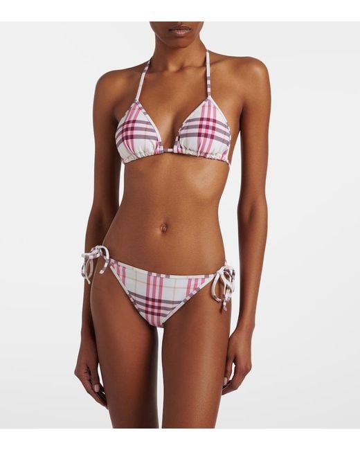 Burberry Red Check Bikini Top