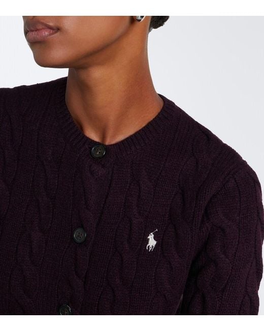 Polo Ralph Lauren Blue Cable-Knit Wool And Cashmere Cardigan