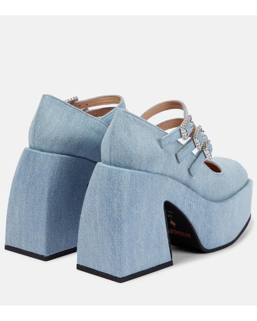 NODALETO Blue Bulla Marietta Denim Platform Pumps