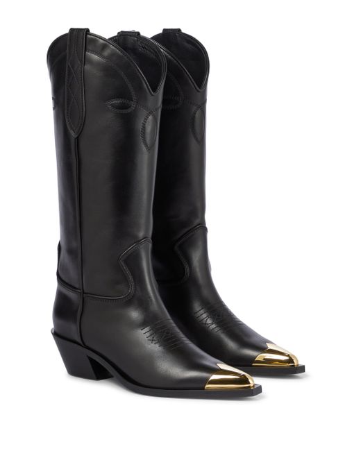 Khaite Black Fontana Leather Cowboy Boots