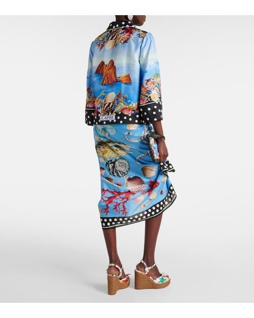 Camisa Capri de saten de seda estampada Dolce & Gabbana de color Blue