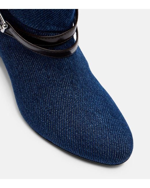 Ganni Blue Kat Denim Knee-High Wedge Boots