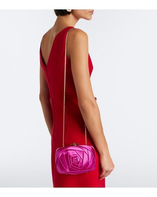 Roger Vivier Purple Rose Vivier Satin Clutch