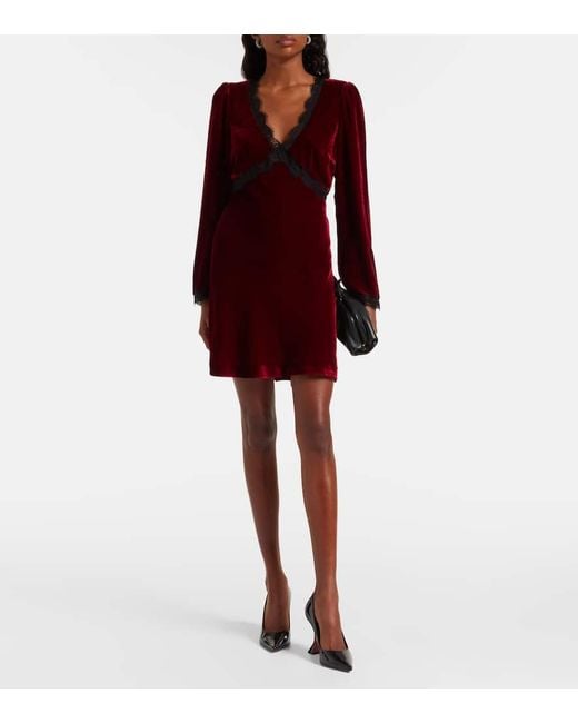 Rixo Red Minikleid Macie Aus Samt Mit Spitze