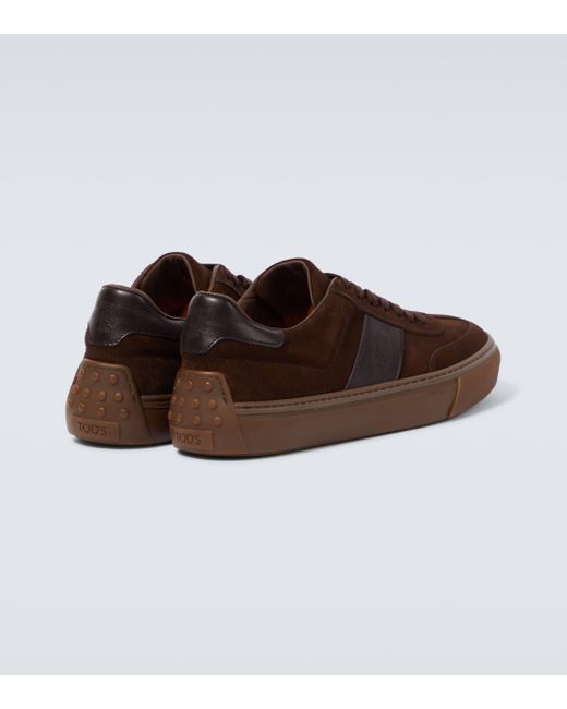 Tod's Brown Leather-trimmed Suede Sneakers for men