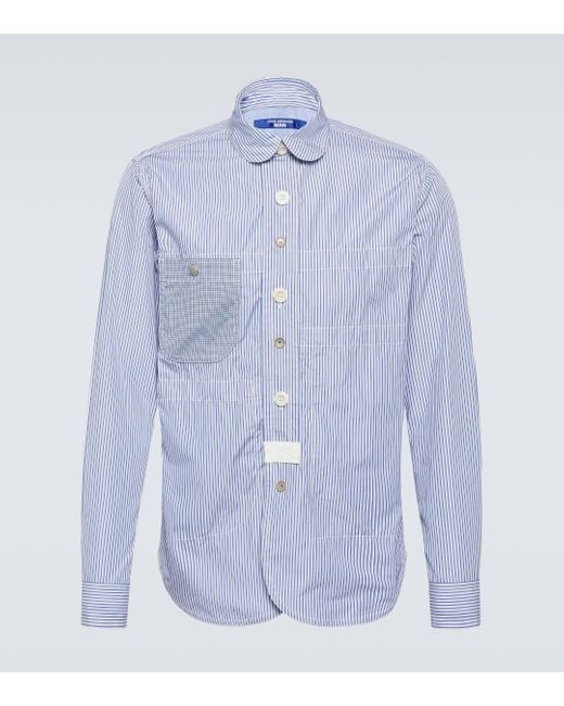 Junya Watanabe Blue Striped Cotton Oxford Shirt for men