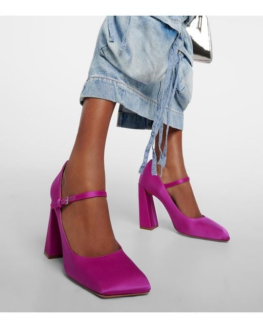 AMINA MUADDI Pink Charlotte 95 Satin Mary Jane Pumps