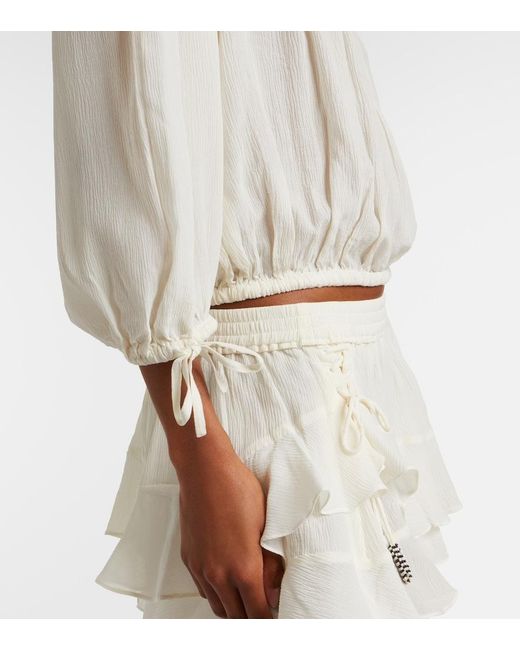 Isabel Marant White Nelida Guipure Lace-Trimmed Silk Blouse