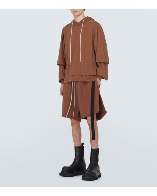 Rick Owens Brown Cotton Jersey Shorts for men