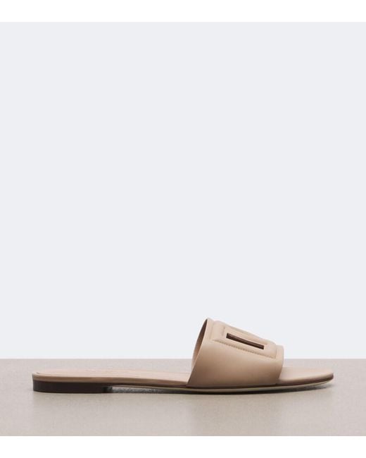 Dolce & Gabbana Pink Dg Leather Slides