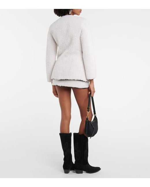 Blancha White Leather-Trimmed Shearling Jacket