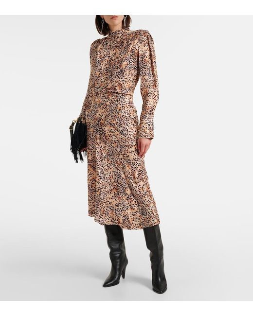 Isabel Marant Brown Lamia Leopard-Print Ruffled Blouse
