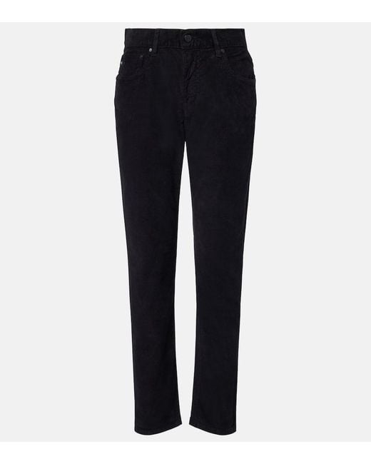 AG Jeans Blue Ex Boyfriend Mid-Rise Corduroy Slim Pants
