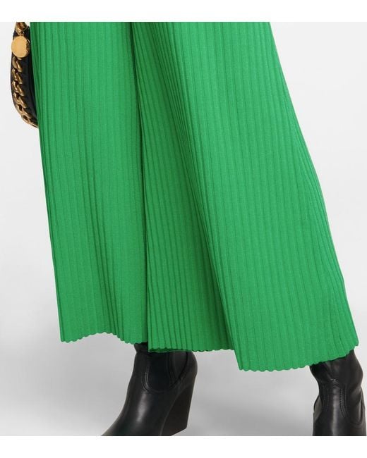 Stella McCartney Green Ribbed-Knit Culottes