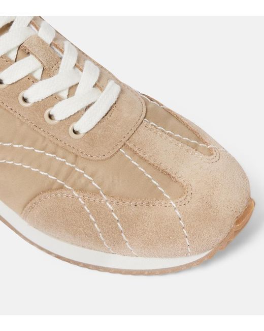 Totême Natural Sport Suede-Trimmed Sneakers