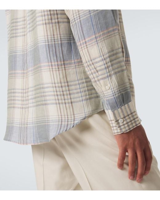 Ralph Lauren Gray Plaid Linen Shirt for men