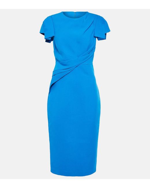Roland Mouret Blue Gathered Midi Dress