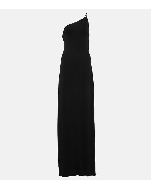Nili Lotan Black Elinor One-Shoulder Jersey Gown