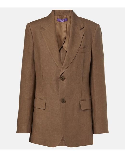 Ralph Lauren Brown Marcy Linen Blazer