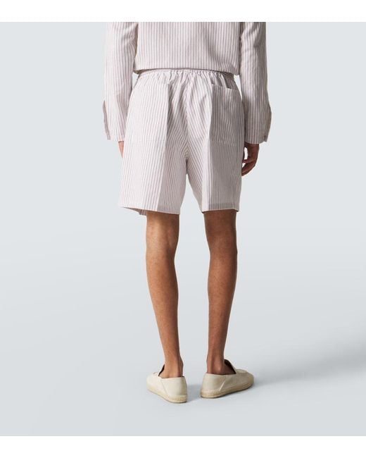 Umit Benan Pink Julian Striped Cotton And Silk Shorts for men