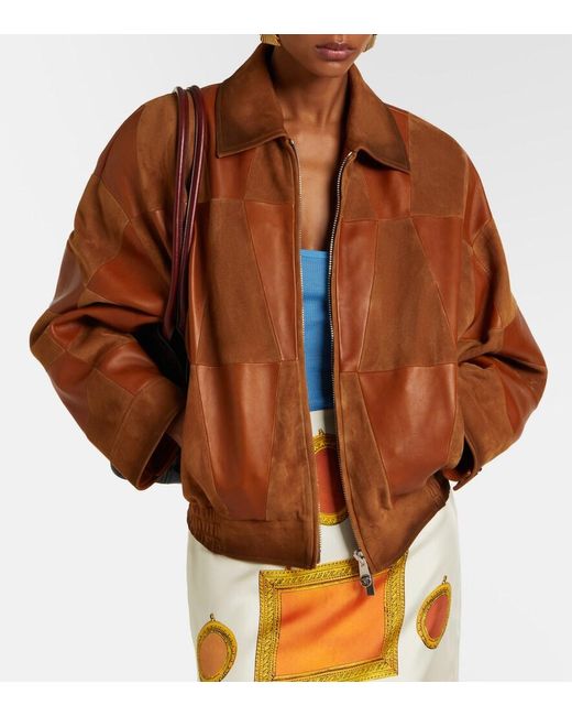 Versace Brown Leather And Suede Blouson Jacket