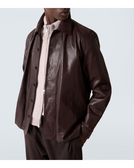 Our Legacy Brown Welding Leather Overshirt for men