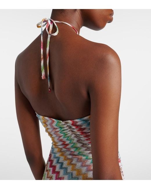 Missoni Metallic Zigzag Halterneck Lame Maxi Dress