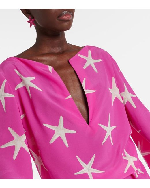 Valentino Pink Printed Silk Minidress