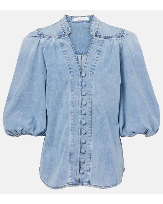 Blusa Di Jeans Lucky di Zimmermann in Blue