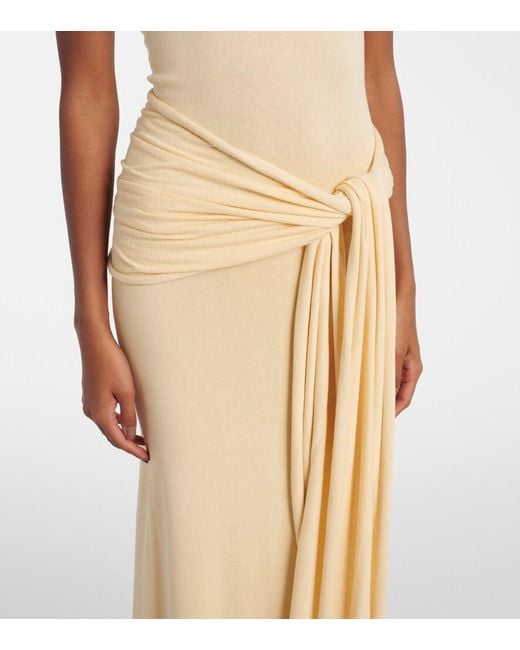 AYA MUSE Natural Knitted Silk And Cotton Maxi Dress
