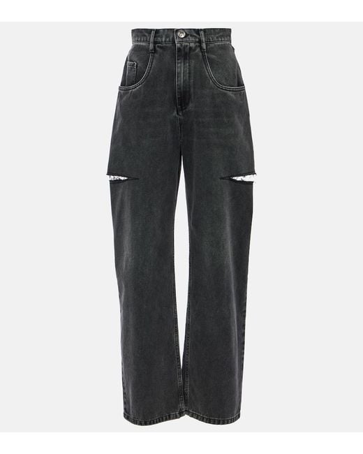 Maison Margiela Gray Cutout High-Rise Tapered Jeans