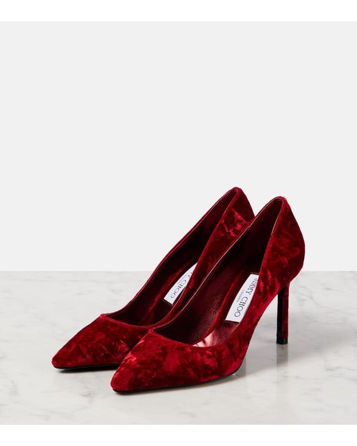 Jimmy Choo Red Pumps Romy 85 Aus Samt
