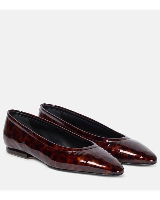 Loro Piana Brown Primula Patent Leather Ballet Flats