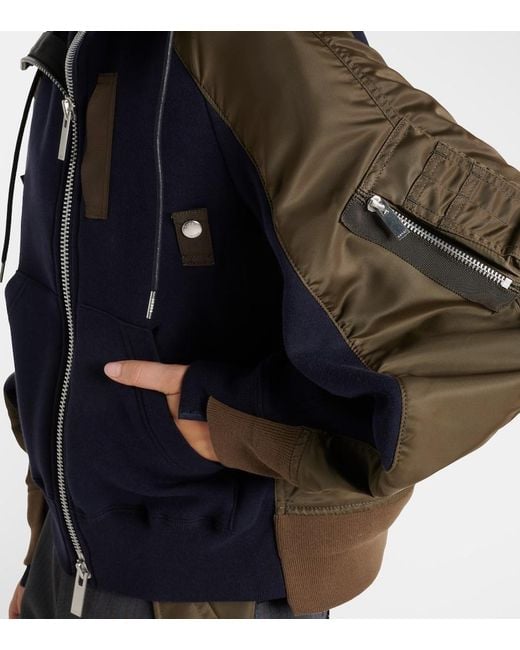 Sacai Blue Cotton-Blend And Twill Jacket
