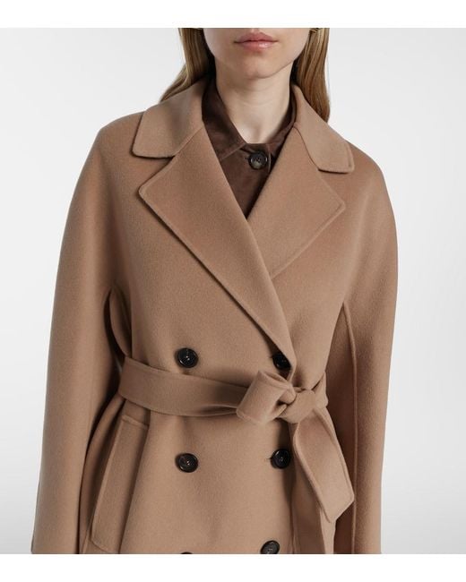 Max Mara Natural Paul Double-Breasted Virgin Wool Coat