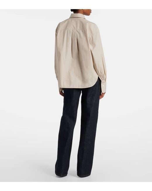 Camisa Cropped De Algodon Victoria Beckham de color Natural