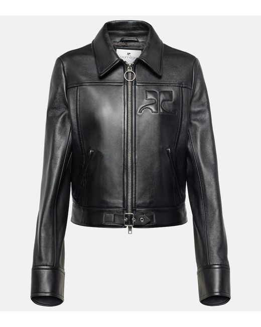 Courreges Black Logo Leather Jacket