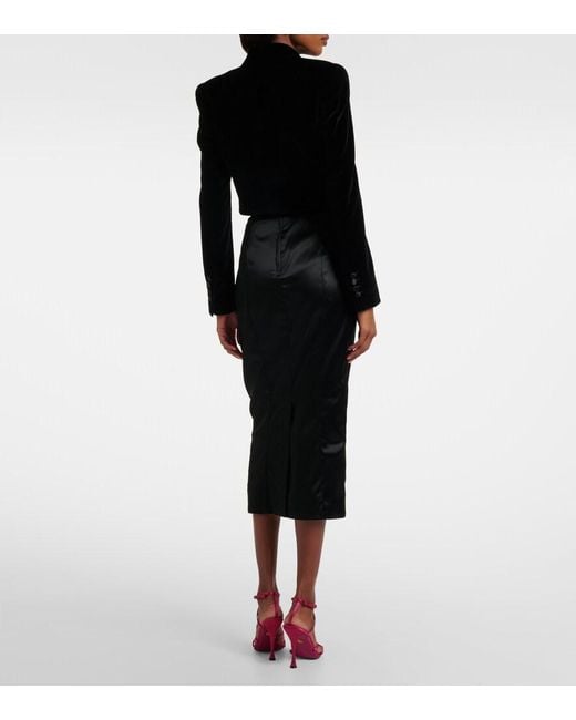 Dolce & Gabbana Black Cropped Cotton-Blend Velvet Blazer