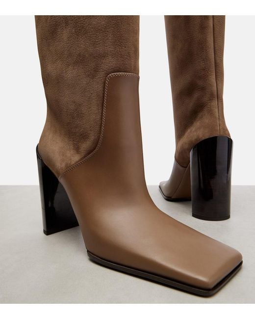 Alaïa Brown 55 Leather Knee-High Boots