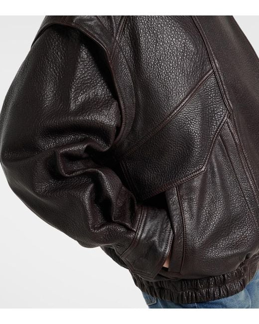 Nour Hammour Black Micah Leather Bomber Jacket