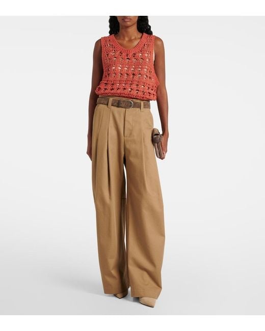 Brunello Cucinelli Red Jute And Cotton-Blend Sweater Vest
