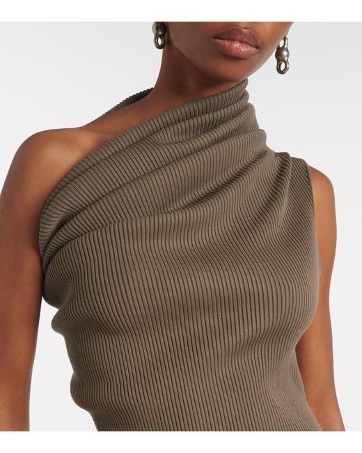 Rick Owens Brown One-Shoulder Maxi Dress