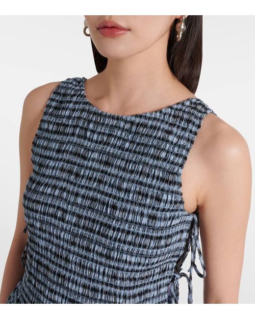 Camisa A Cuadros Vichy Fruncida Ganni de color Blue