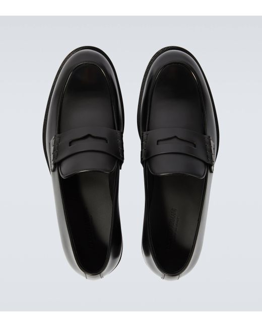 Giorgio Armani Black Leather Loafers for men