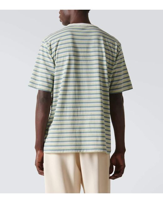 Camiseta de gasa de algodon a rayas Auralee de hombre de color Green