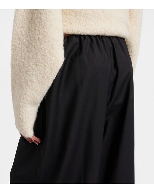 Totême Black Wool Wide-Leg Pants