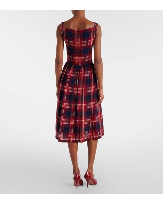 Vivienne Westwood Red Sunday Tartan Draped Bustier Dress